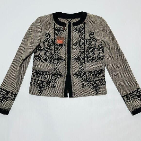 ETRO Women 42 US 6 Milano Jacket Blazer Brown Black Tweed Embroidered NWT $2690 - Picture 5 of 13